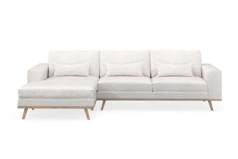 Copenhagen 4-seters Venstrevendt L-formet Divansofa i Bouclé - Hvit - Møbler - Sofaer - Sofa med sjeselong