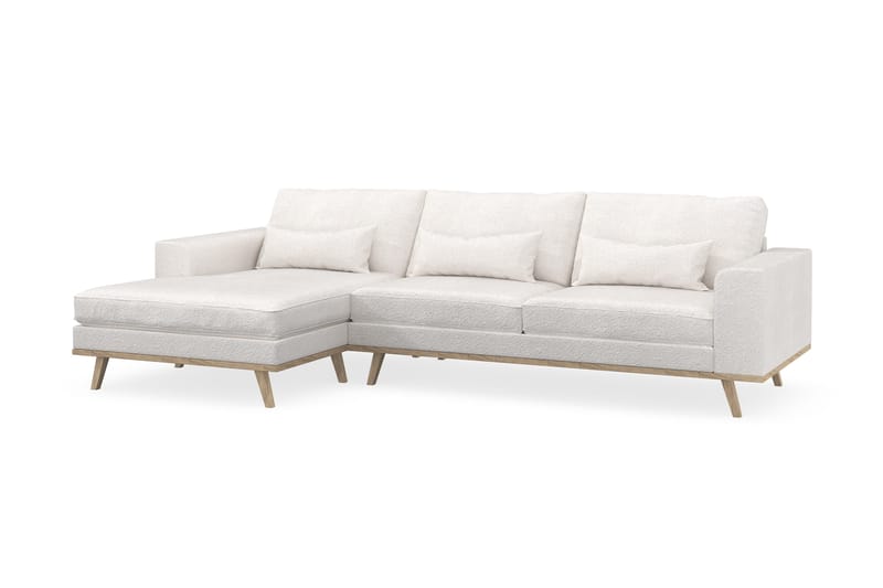 Copenhagen 4-seters Venstrevendt L-formet Divansofa i Bouclé - Hvit - Møbler - Sofaer - Sofa med sjeselong