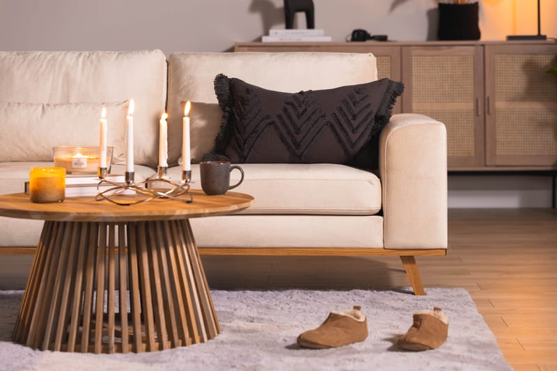Copenhagen 4-seters Venstrevendt L-formet Divansofa i Fløyel - Beige - Møbler - Sofaer - Sofa med sjeselong