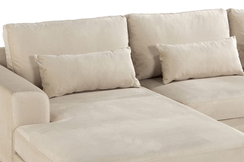 Copenhagen 4-seters Venstrevendt L-formet Divansofa i Fløyel - Beige - Møbler - Sofaer - Sofa med sjeselong