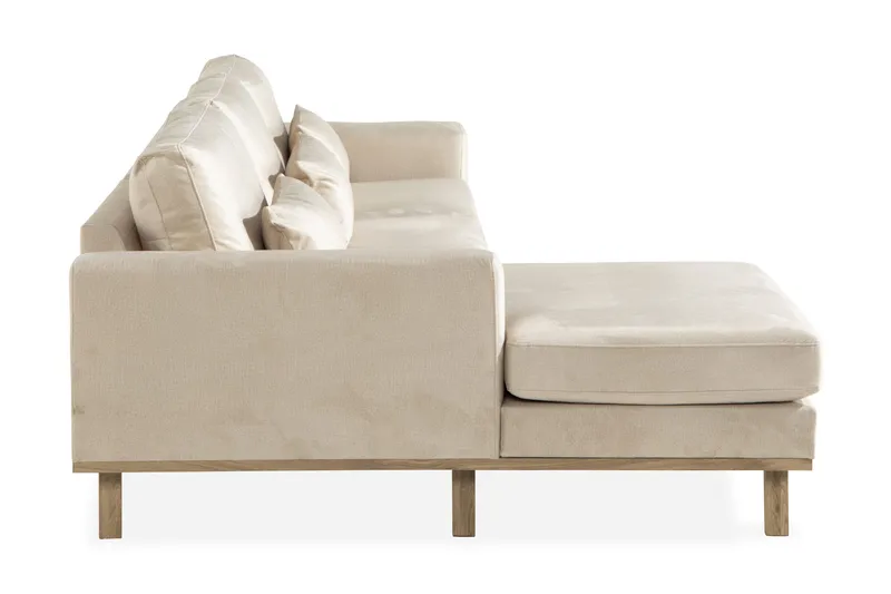 Copenhagen 4-seters Venstrevendt L-formet Divansofa i Fløyel - Beige - Møbler - Sofaer - Sofa med sjeselong