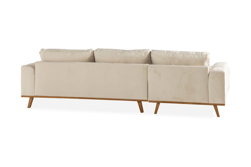 Copenhagen 4-seters Venstrevendt L-formet Divansofa i Fløyel - Beige - Møbler - Sofaer - Sofa med sjeselong
