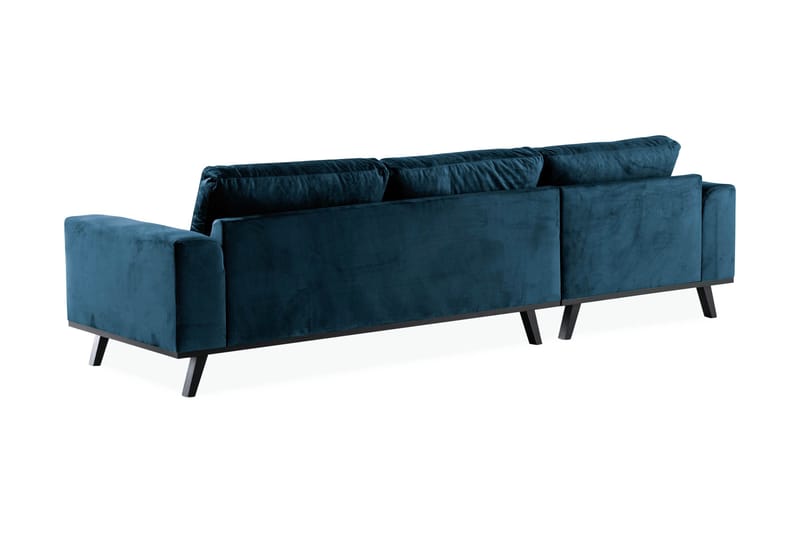 Copenhagen 4-seters Venstrevendt L-formet Divansofa i Fløyel - Blå - Møbler - Sofaer - Sofa med sjeselong