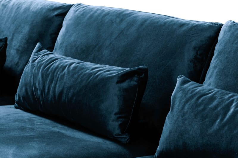 Copenhagen 4-seters Venstrevendt L-formet Divansofa i Fløyel - Blå - Møbler - Sofaer - Sofa med sjeselong