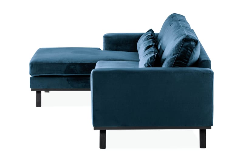 Copenhagen 4-seters Venstrevendt L-formet Divansofa i Fløyel - Blå - Møbler - Sofaer - Sofa med sjeselong
