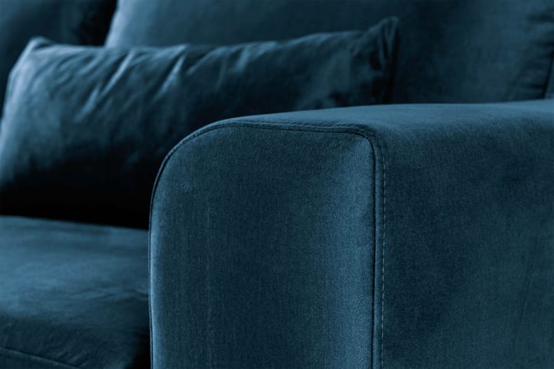 Copenhagen 4-seters Venstrevendt L-formet Divansofa i Fløyel - Blå - Møbler - Sofaer - Sofa med sjeselong
