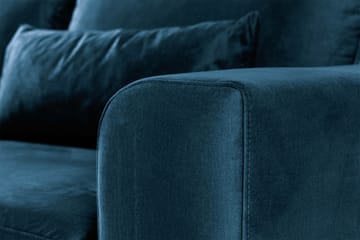 Copenhagen 4-seters Venstrevendt L-formet Divansofa i Fløyel - Blå - Møbler - Sofaer - Sofa med sjeselong