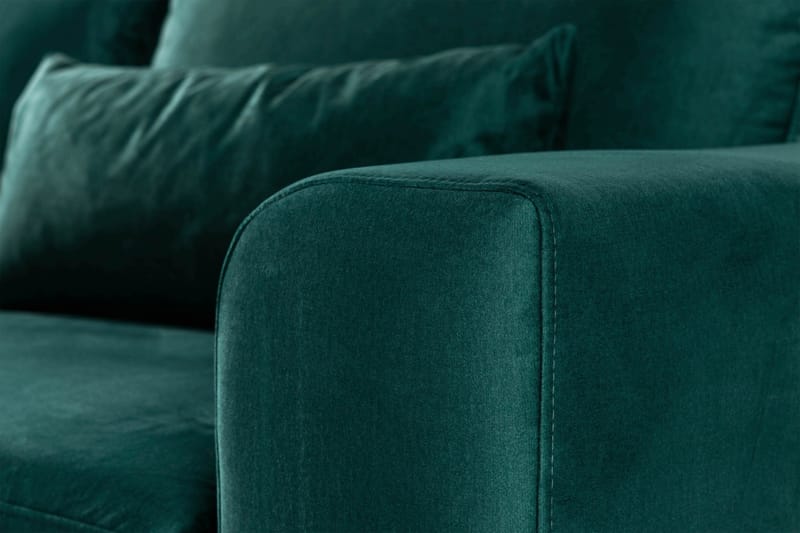 Copenhagen 4-seters Venstrevendt L-formet Divansofa i Fløyel - Grønn - Møbler - Sofaer - Sofa med sjeselong