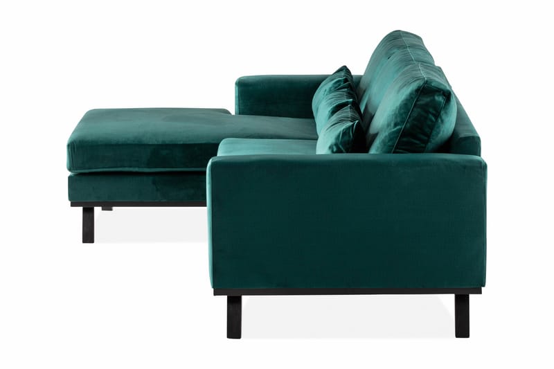 Copenhagen 4-seters Venstrevendt L-formet Divansofa i Fløyel - Grønn - Møbler - Sofaer - Sofa med sjeselong