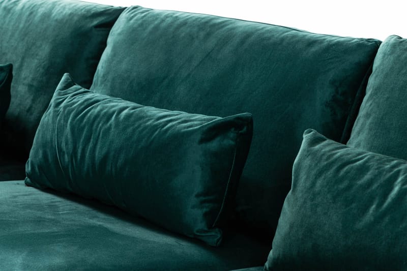 Copenhagen 4-seters Venstrevendt L-formet Divansofa i Fløyel - Grønn - Møbler - Sofaer - Sofa med sjeselong