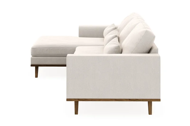 Copenhagen 4-seters Venstrevendt L-formet Divansofa i Fløyel - Kremhvit - Møbler - Sofaer - Sofa med sjeselong