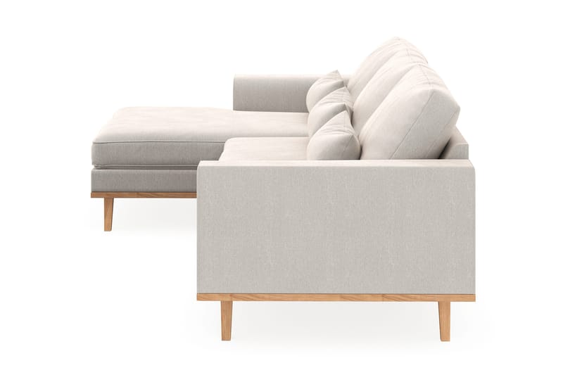 Copenhagen 4-seters Venstrevendt L-formet Divansofa i Fløyel - Kremhvit - Møbler - Sofaer - Sofa med sjeselong