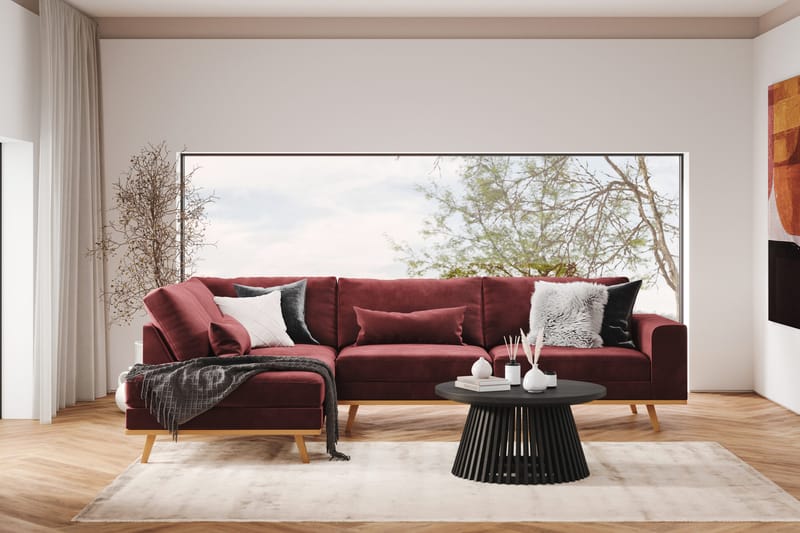 Copenhagen 4-seters Venstrevendt L-formet Divansofa i Fløyel - Lilla - Møbler - Sofaer - Sofa med sjeselong