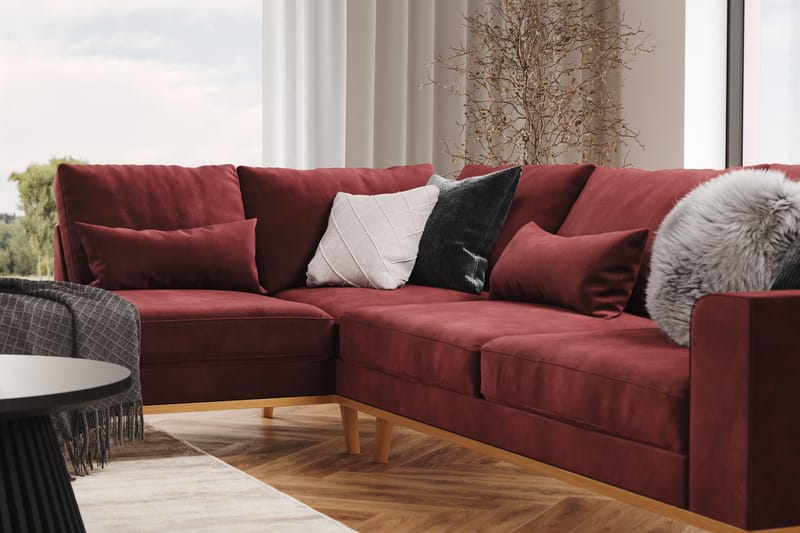 Copenhagen 4-seters Venstrevendt L-formet Divansofa i Fløyel - Lilla - Møbler - Sofaer - Sofa med sjeselong