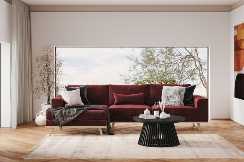 Copenhagen 4-seters Venstrevendt L-formet Divansofa i Fløyel - Lilla - Møbler - Sofaer - Sofa med sjeselong