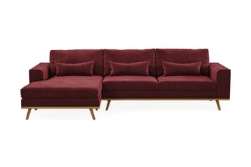 Copenhagen 4-seters Venstrevendt L-formet Divansofa i Fløyel