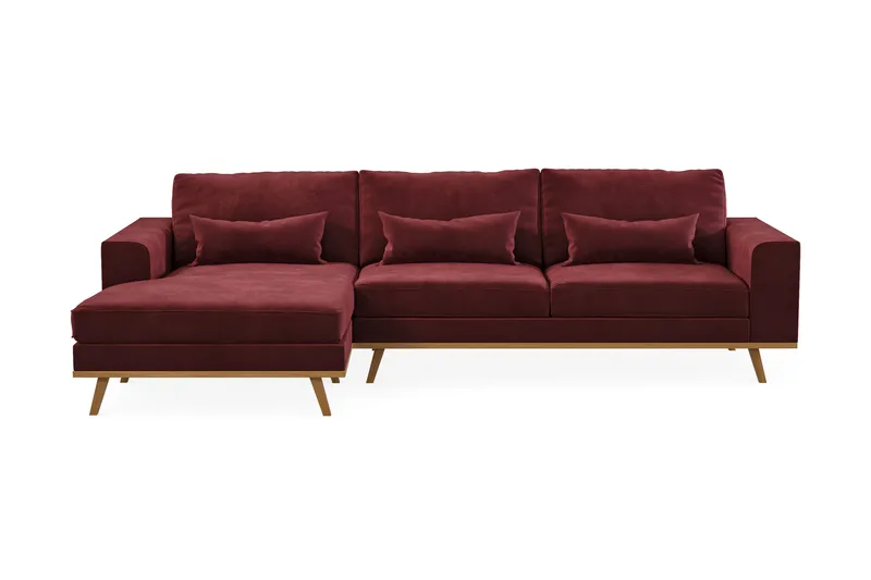 Copenhagen 4-seters Venstrevendt L-formet Divansofa i Fløyel - Lilla - Møbler - Sofaer - Sofa med sjeselong