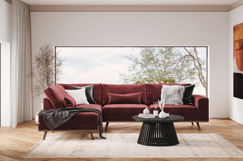 Copenhagen 4-seters Venstrevendt L-formet Divansofa i Fløyel - Lilla - Møbler - Sofaer - Sofa med sjeselong