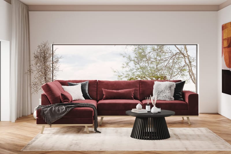 Copenhagen 4-seters Venstrevendt L-formet Divansofa i Fløyel - Lilla - Møbler - Sofaer - Sofa med sjeselong