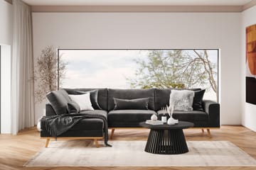 Copenhagen 4-seters Venstrevendt L-formet Divansofa i Fløyel - Mørk grå - Møbler - Sofaer - Sofa med sjeselong