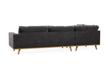 Copenhagen 4-seters Venstrevendt L-formet Divansofa i Fløyel - Mørk grå - Møbler - Sofaer - Sofa med sjeselong