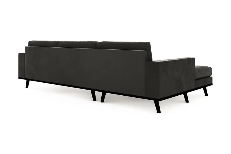 Copenhagen 4-seters Venstrevendt L-formet Divansofa i Fløyel - Mørk grå - Møbler - Sofaer - Sofa med sjeselong