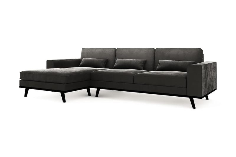 Copenhagen 4-seters Venstrevendt L-formet Divansofa i Fløyel - Mørk grå - Møbler - Sofaer - Sofa med sjeselong