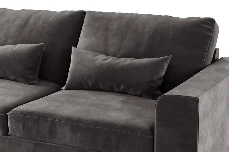 Copenhagen 4-seters Venstrevendt L-formet Divansofa i Fløyel - Mørk grå - Møbler - Sofaer - Sofa med sjeselong