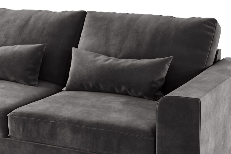 Copenhagen 4-seters Venstrevendt L-formet Divansofa i Fløyel - Mørk grå - Møbler - Sofaer - Sofa med sjeselong