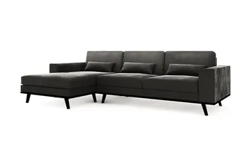 Copenhagen 4-seters Venstrevendt L-formet Divansofa i Fløyel - Mørk grå - Møbler - Sofaer - Sofa med sjeselong