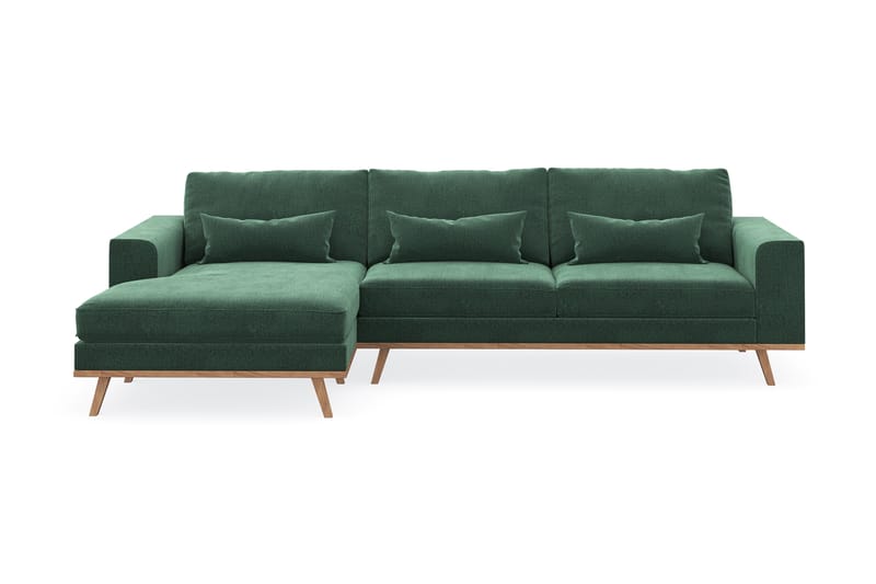 Copenhagen 4-seters Venstrevendt L-formet Divansofa i Fløyel - Mørk grønn - Møbler - Sofaer - Sofa med sjeselong
