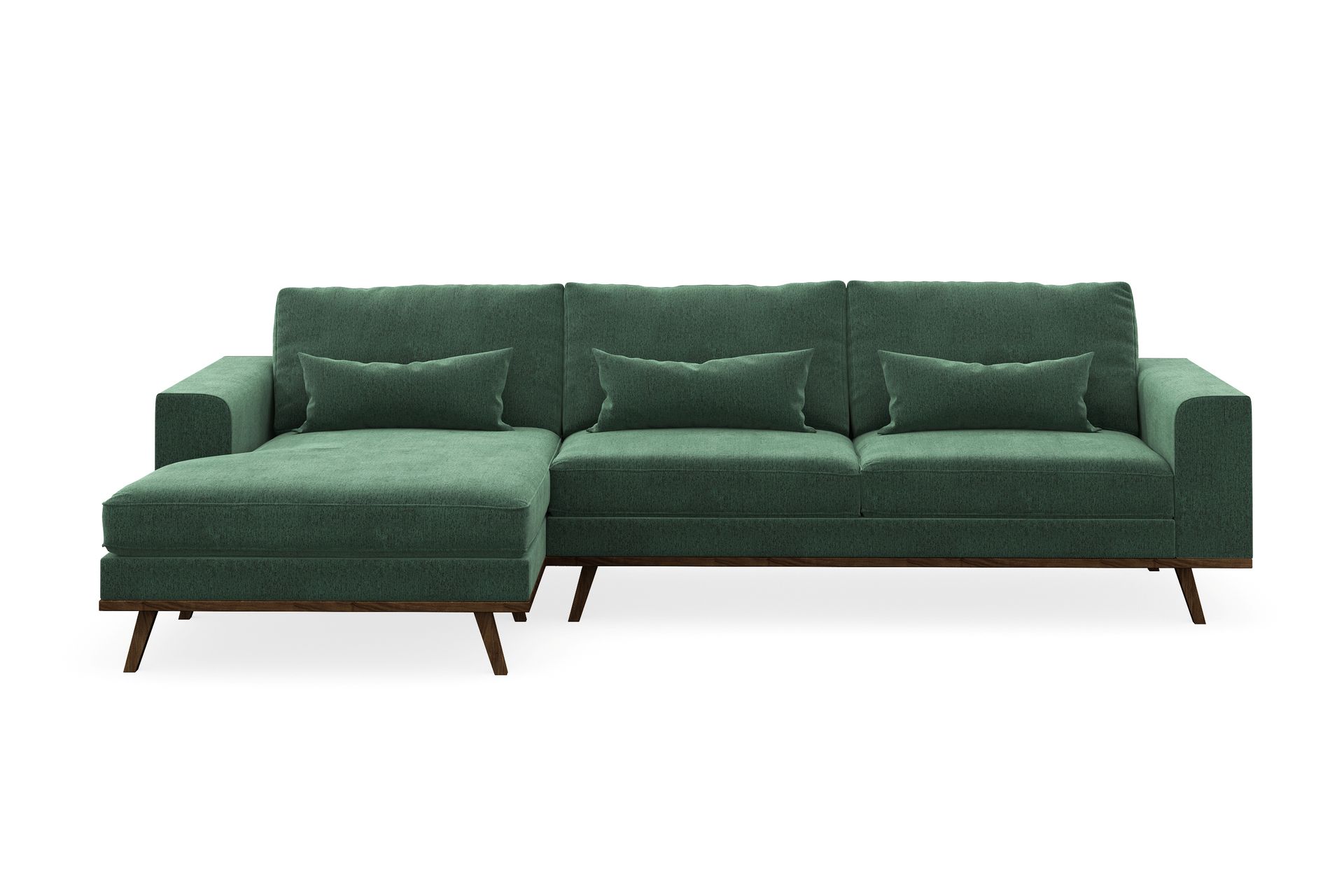 Copenhagen 4-seters Venstrevendt L-formet Divansofa i Fløyel - Mørk grønn - Møbler - Sofaer - Sofa med sjeselong