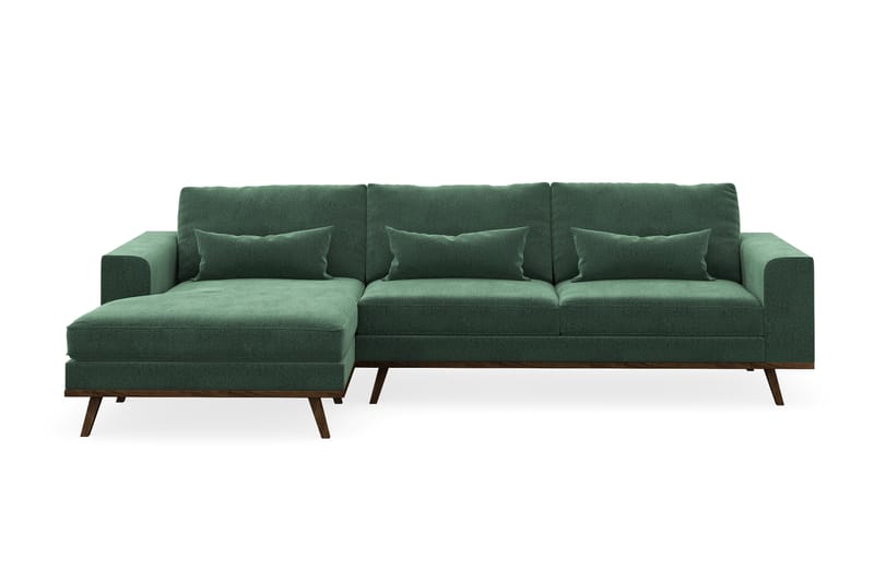 Copenhagen 4-seters Venstrevendt L-formet Divansofa i Fløyel - Mørk grønn - Møbler - Sofaer - Sofa med sjeselong