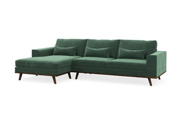 Copenhagen 4-seters Venstrevendt L-formet Divansofa i Fløyel - Mørk grønn - Møbler - Sofaer - Sofa med sjeselong