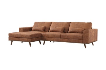 Copenhagen 4-seters Venstrevendt L-formet Divansofa i Kunstlær - Brun - Møbler - Sofaer - Sofa med sjeselong
