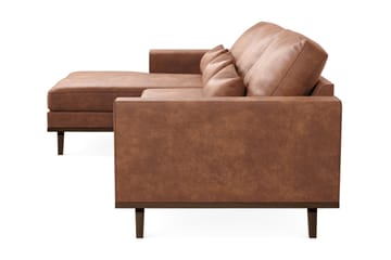 Copenhagen 4-seters Venstrevendt L-formet Divansofa i Kunstlær - Brun - Møbler - Sofaer - Sofa med sjeselong
