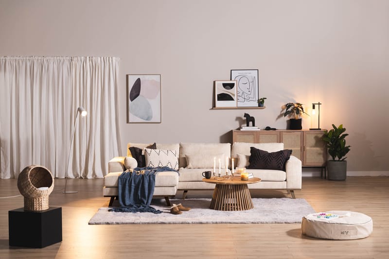 Copenhagen 4-seters Venstrevendt L-formet Divansofa i Manchester - Beige - Møbler - Sofaer - Sofa med sjeselong