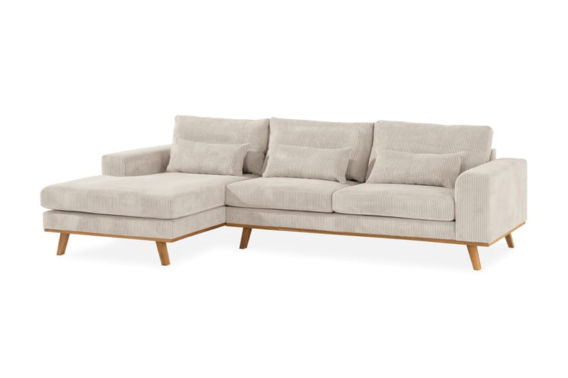 Copenhagen 4-seters Venstrevendt L-formet Divansofa i Manchester - Beige - Møbler - Sofaer - Sofa med sjeselong