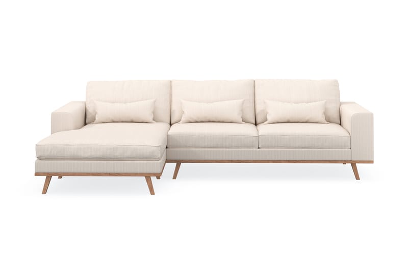 Copenhagen 4-seters Venstrevendt L-formet Divansofa i Manchester - Beige - Møbler - Sofaer - Sofa med sjeselong