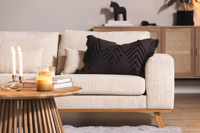 Copenhagen 4-seters Venstrevendt L-formet Divansofa i Manchester - Beige - Møbler - Sofaer - Sofa med sjeselong