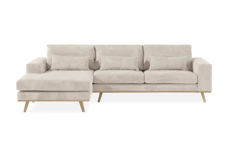 Copenhagen 4-seters Venstrevendt L-formet Divansofa i Manchester - Beige - Møbler - Sofaer - Sofa med sjeselong