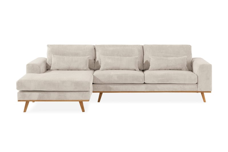 Copenhagen 4-seters Venstrevendt L-formet Divansofa i Manchester - Beige - Møbler - Sofaer - Sofa med sjeselong