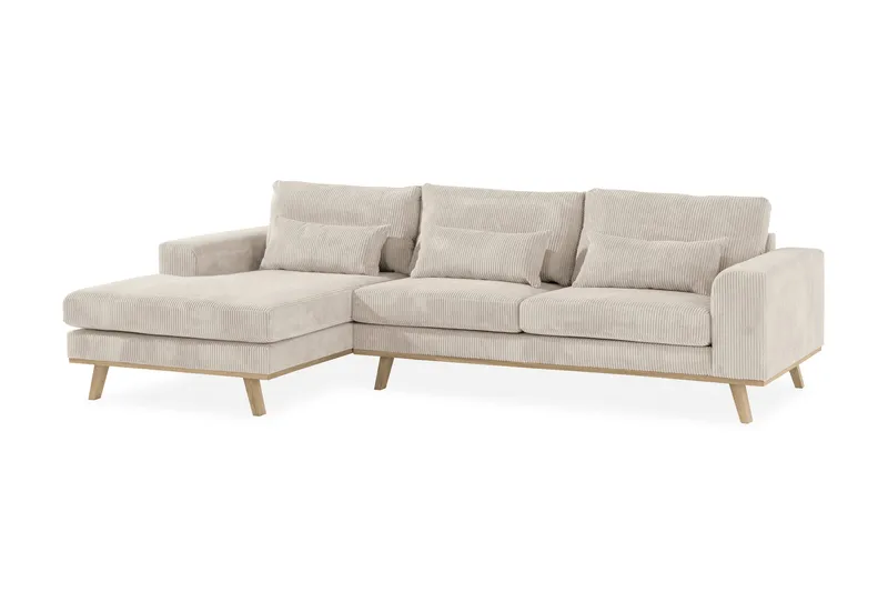 Copenhagen 4-seters Venstrevendt L-formet Divansofa i Manchester - Beige - Møbler - Sofaer - Sofa med sjeselong