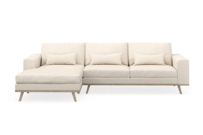 Copenhagen 4-seters Venstrevendt L-formet Divansofa i Manchester - Beige - Møbler - Sofaer - Sofa med sjeselong