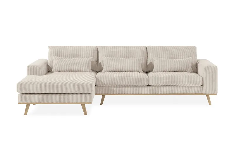 Copenhagen 4-seters Venstrevendt L-formet Divansofa i Manchester - Beige - Møbler - Sofaer - Sofa med sjeselong