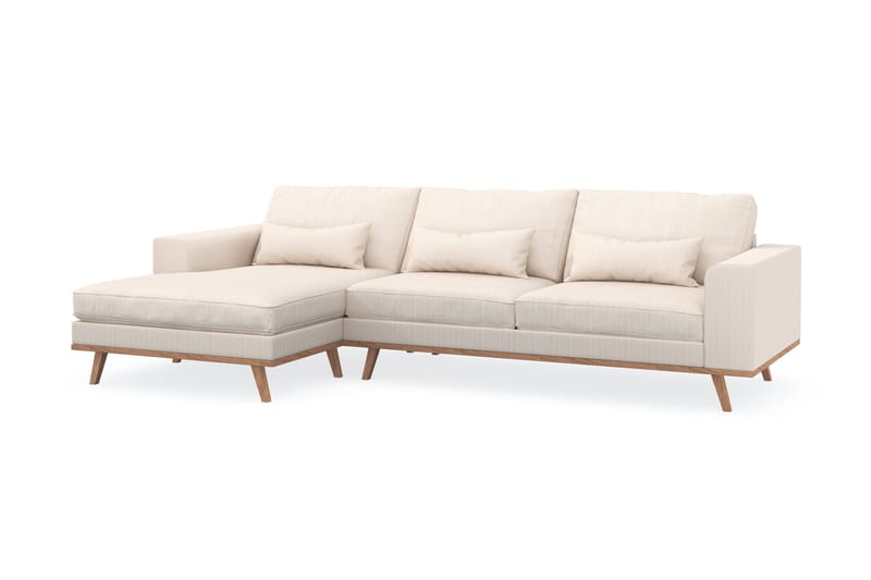 Copenhagen 4-seters Venstrevendt L-formet Divansofa i Manchester - Beige - Møbler - Sofaer - Sofa med sjeselong