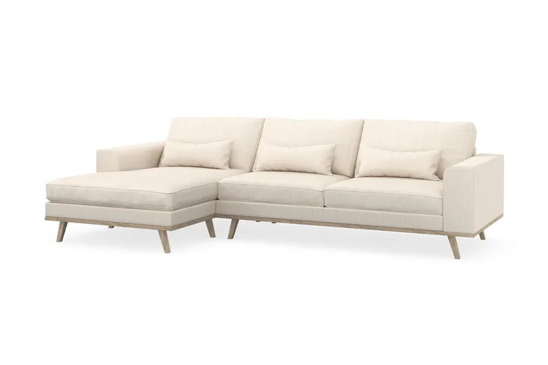 Copenhagen 4-seters Venstrevendt L-formet Divansofa i Manchester - Beige - Møbler - Sofaer - Sofa med sjeselong