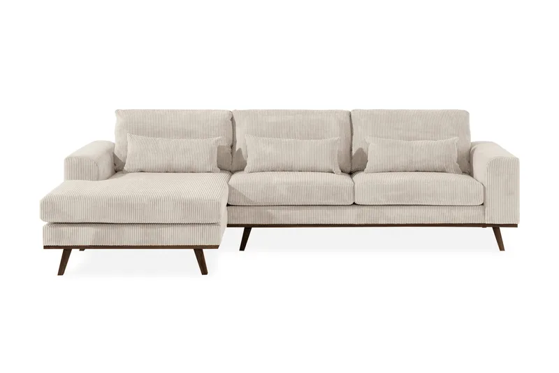 Copenhagen 4-seters Venstrevendt L-formet Divansofa i Manchester - Beige - Møbler - Sofaer - Sofa med sjeselong