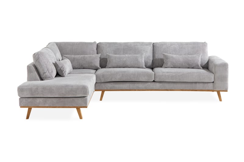Copenhagen 4-seters Venstrevendt L-formet Divansofa i Manchester - Lys grå - Møbler - Sofaer - Sofa med sjeselong