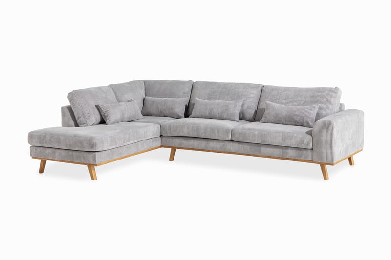 Copenhagen 4-seters Venstrevendt L-formet Divansofa i Manchester - Lys grå - Møbler - Sofaer - Sofa med sjeselong